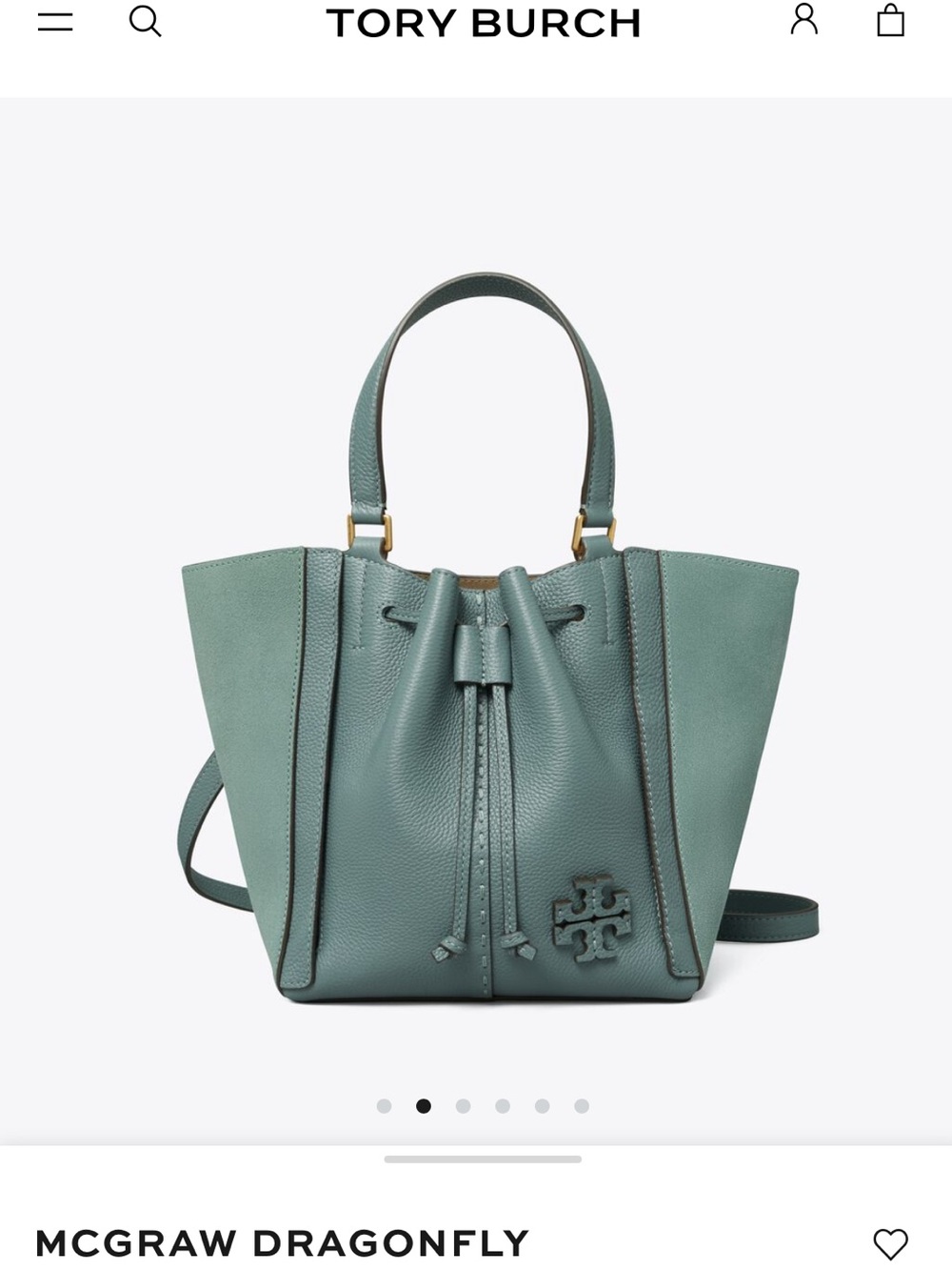 Tory Burch "Arctic Blue" McGraw Dragonfly Drawstring Satchel & Wallet Set - Picture 5 of 9